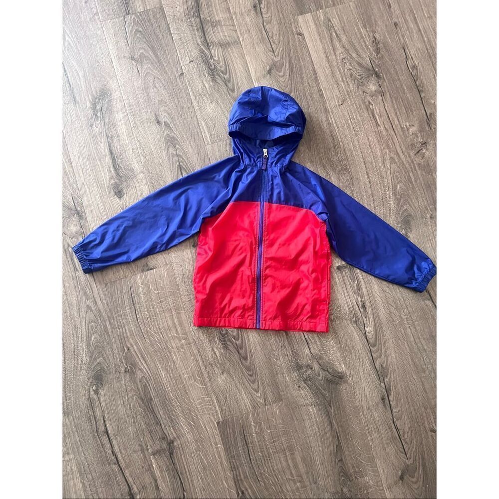 Lands End Boy's size 5-6  red/blue Hooded windbreaker